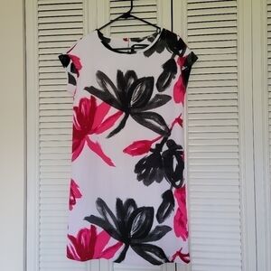 Black and Pink Floral Midi Dress Office Dress Next Direct Size 8